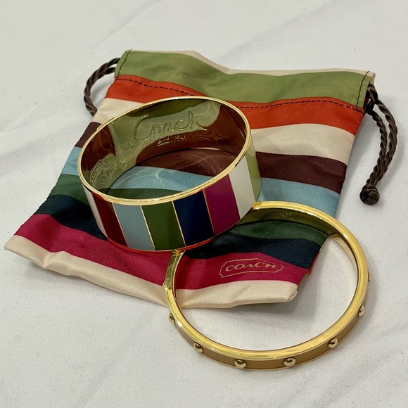 2 Coach bangles + Legacy Stripe pouch